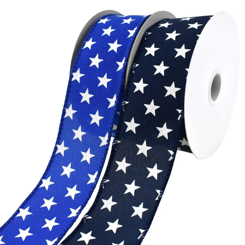 patriotic stars satin wired ribbon 1 5 x 10 yards