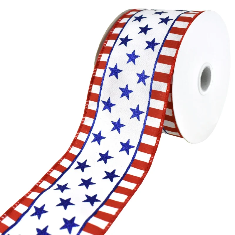 patriotic wired stars stripes ribbon 2 5 x 10 yards