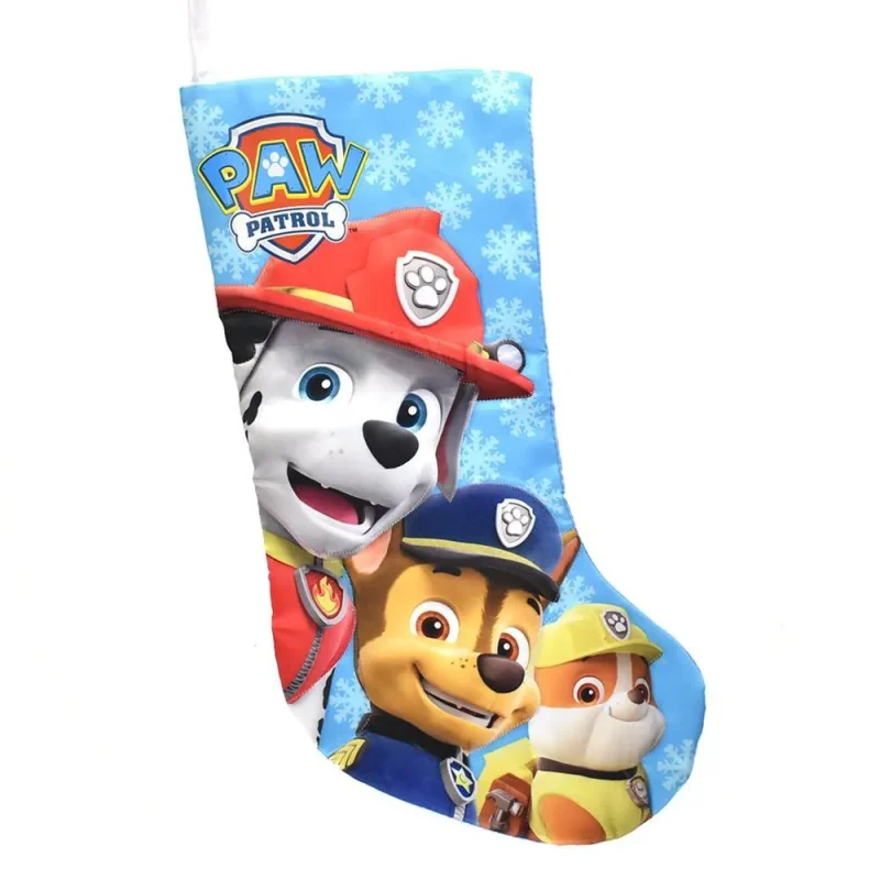 paw patrol light blue satin christmas stocking 17 5