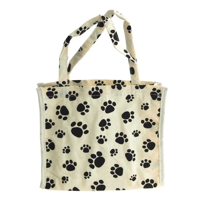 paw print cotton tote bag set 7 inch 6 piece