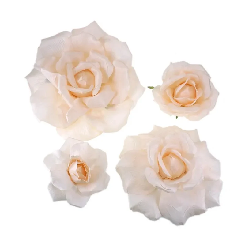 peach rose silk flowers 4 pack large