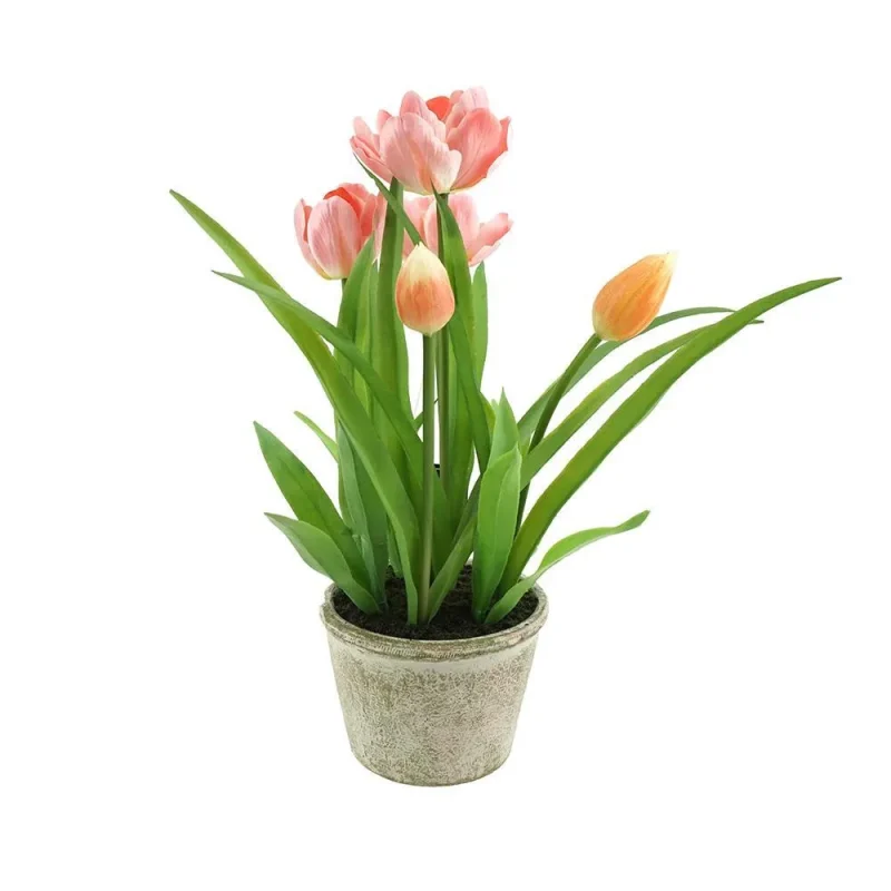 pink 13 artificial tulip in paper mache pot home decor accent