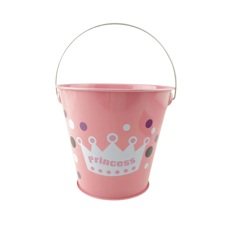 pink 5 inch metal princess crown bucket pail party favor