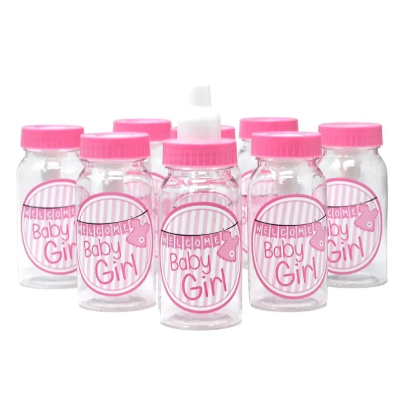 pink baby bottle favors 8 pack 4 5 inch baby girl party decor