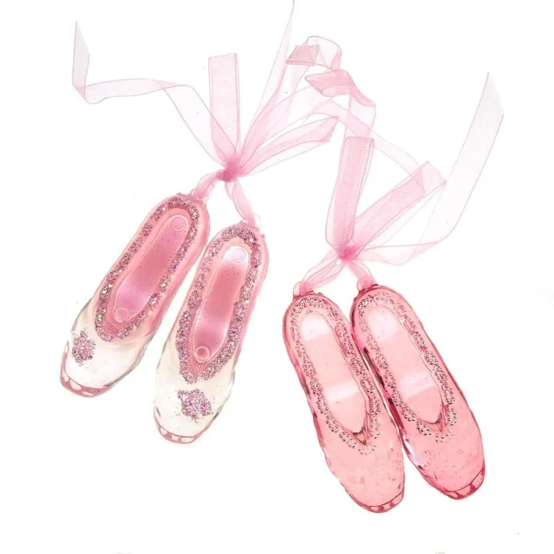 pink ballet shoe ornaments 3 inch 2 pack for christmas trees