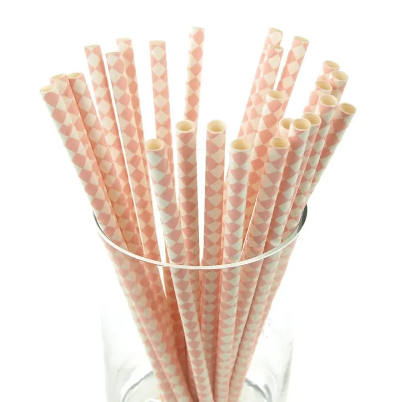 pink diamond paper straws 7 75 inch 25 pack