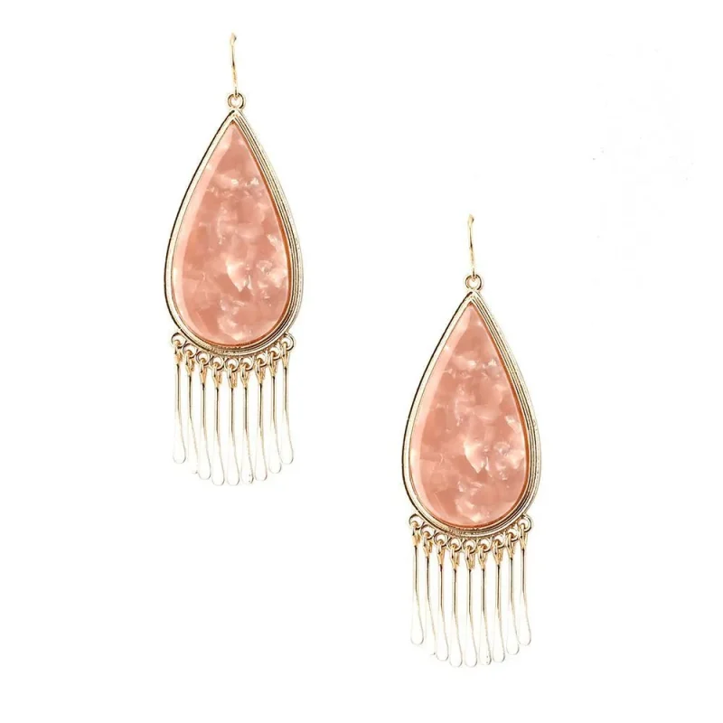 pink gemstone tear drop earrings 2 5 inch