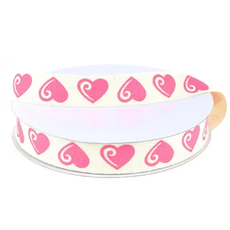 pink heart cotton twill ribbon 7 8 x 25 yards