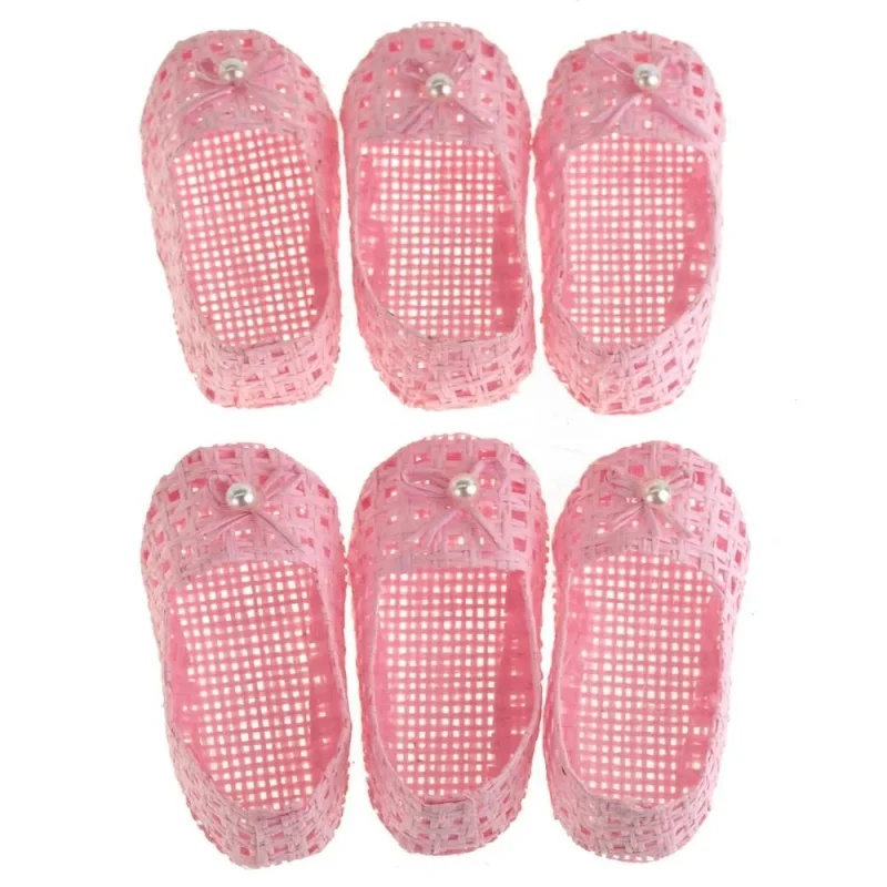 pink mini woven favor bags 3 inch 6 piece perfect for baby shoes