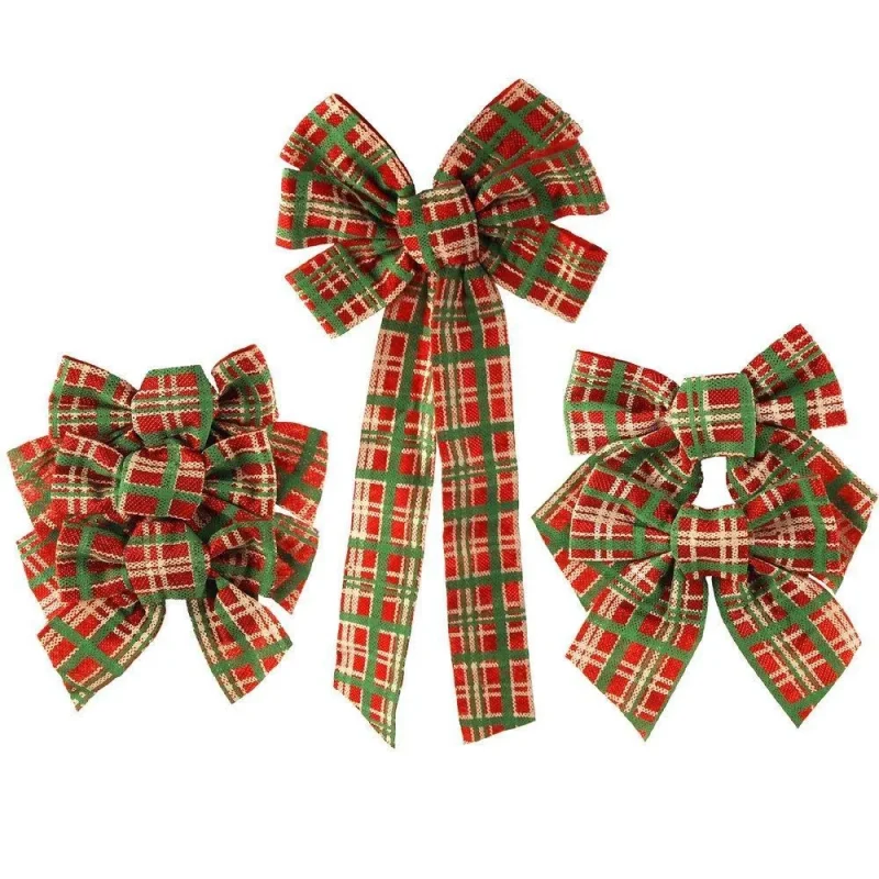 plaid felt christmas bows red green 3 sizes 6 pack