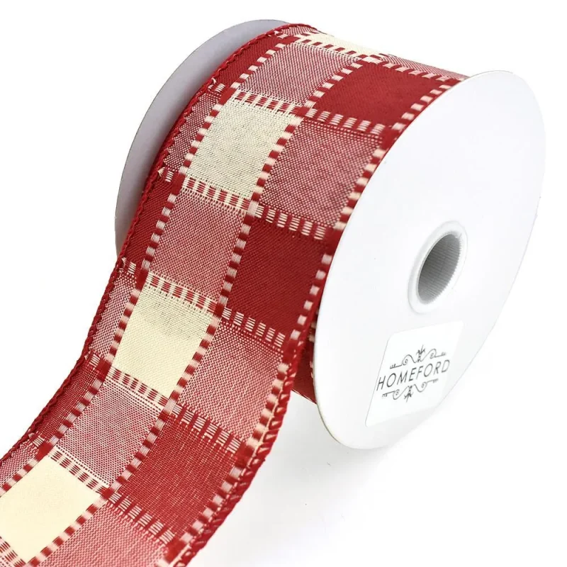 plaid yvonne wired christmas ribbon 2 5 x 10yd