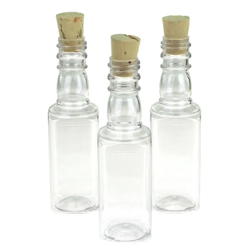 plastic pet corked jar bottles 4 inch 12 pack