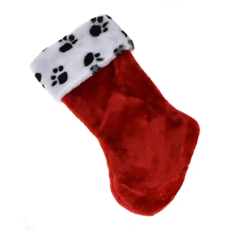 plush paw print cuffed christmas stocking 15 5