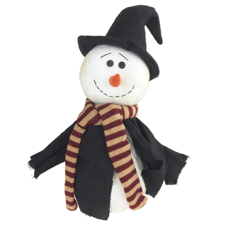 plush witch snowman holiday decor 15 white black robe hat