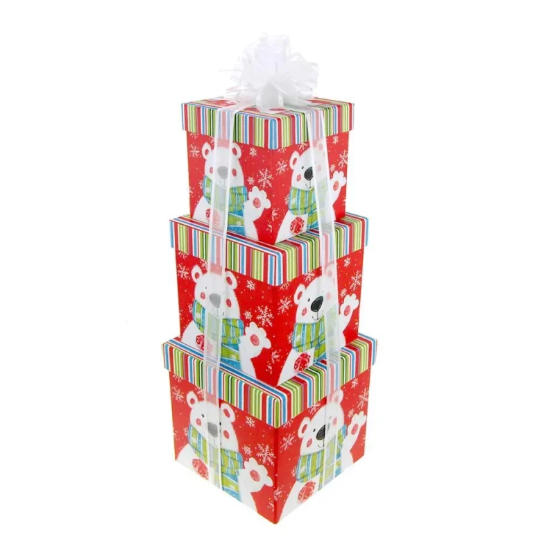 polar bear christmas gift boxes 3 piece 5 7 inch nested set