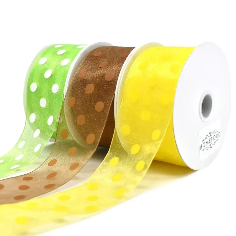 polka dot sheer ribbon 1 5 x 3yd