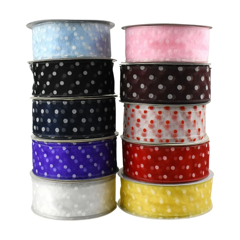 polka dot wired organza ribbon 2 x 50 yards