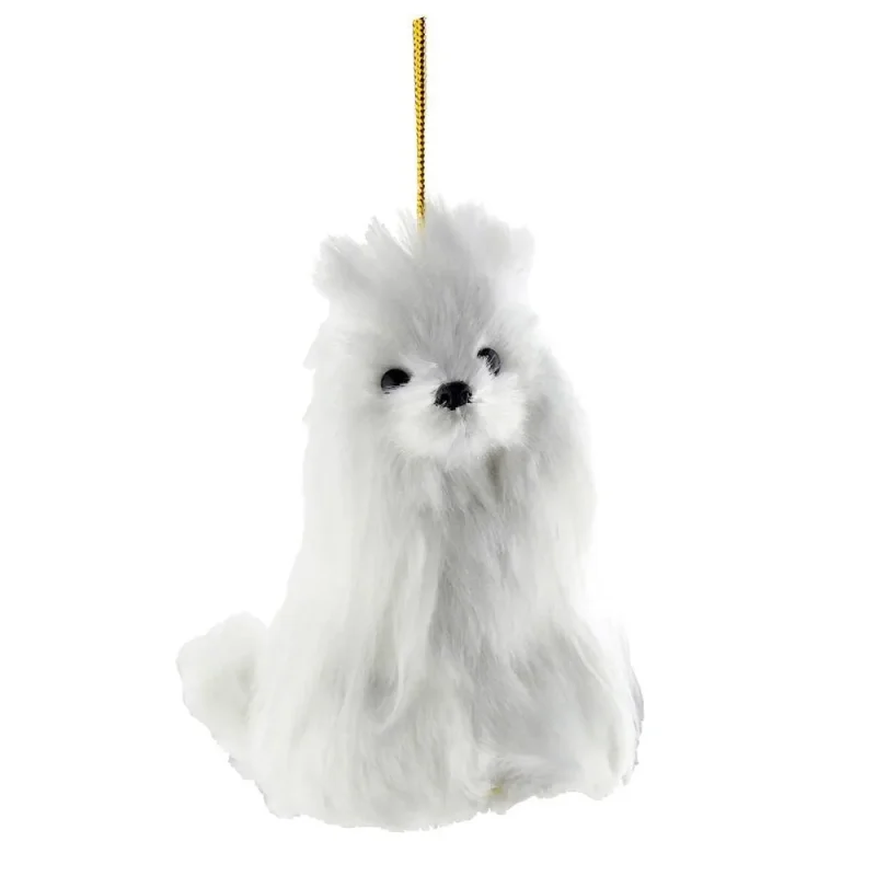 poodle plush christmas ornament white 4 inch