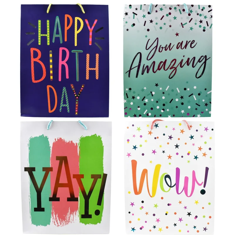 premium hot stamped birthday gift bags 12 3 4 4 pack