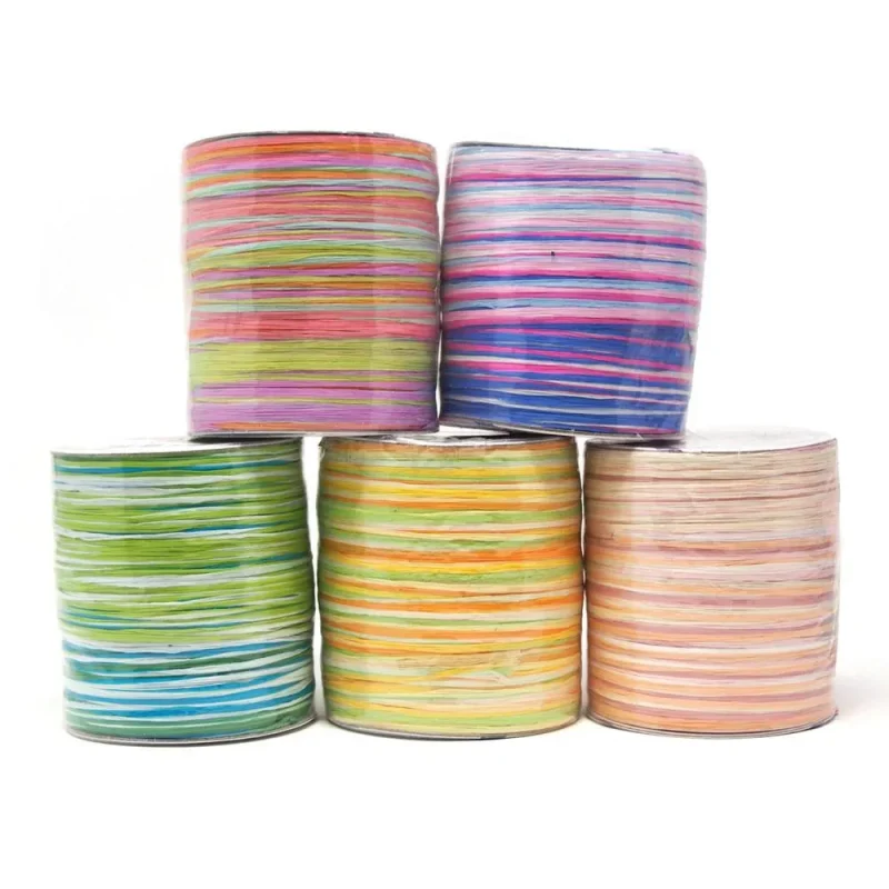 premium multicolored raffia pastel 55 yard german crafted