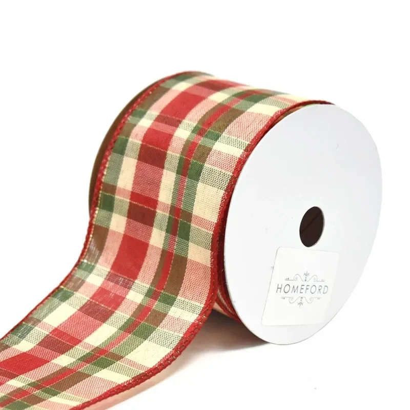 premium plaid wired christmas ribbon 2 5 x 10 yards