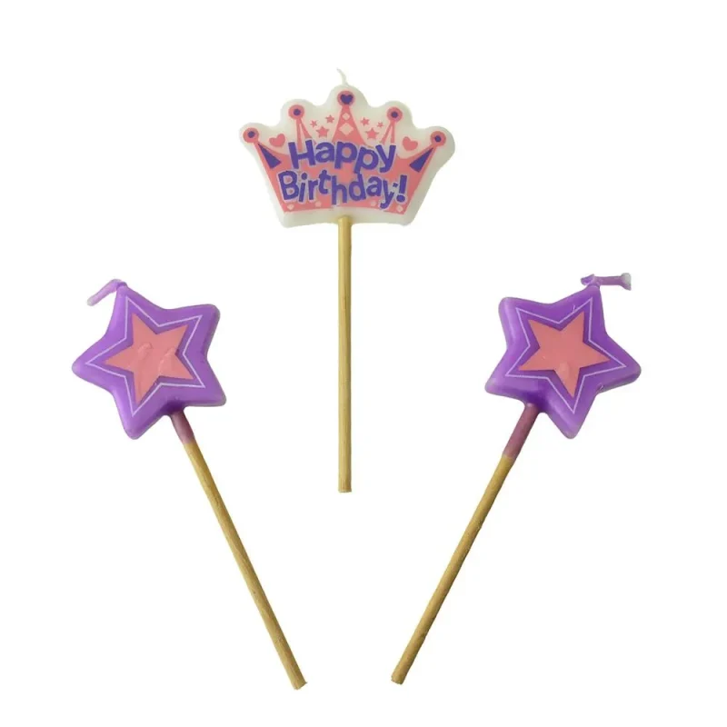 princess crown birthday candles 4 inch 3 piece set