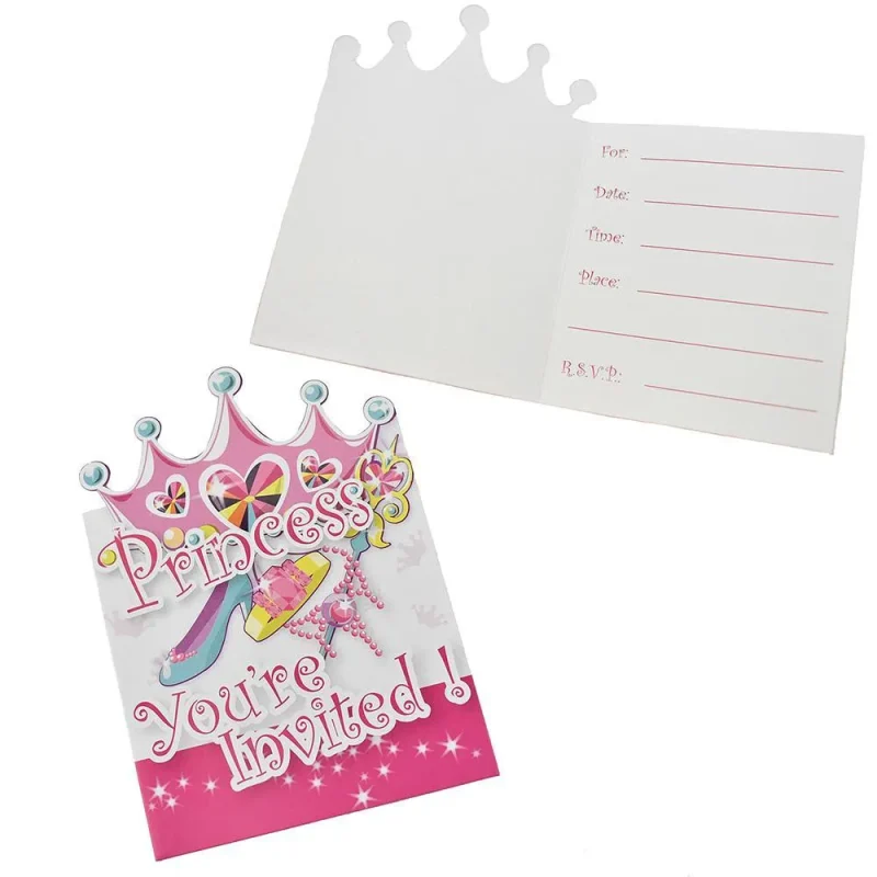 princess sparkle crown invitations 5 5 x 8 8 pack