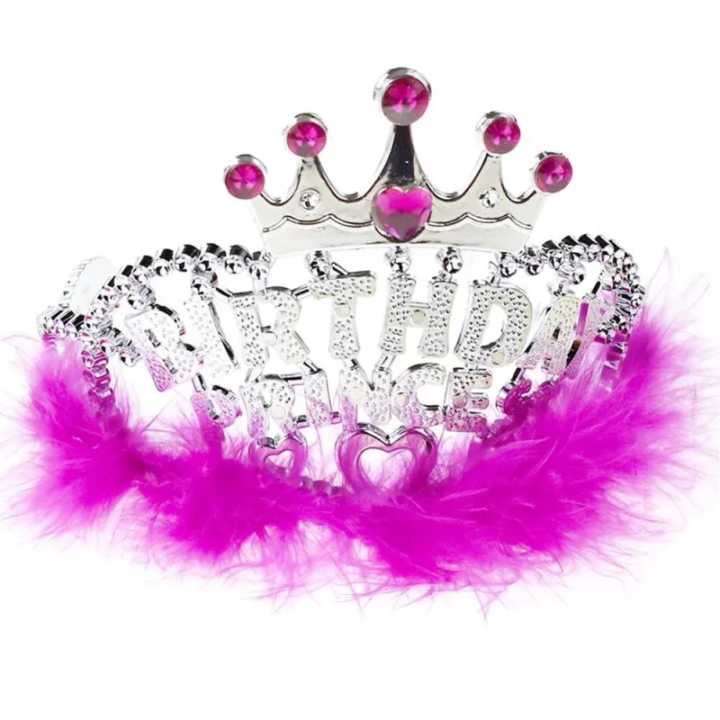 princess tiara with fuchsia boa 4 silver pink