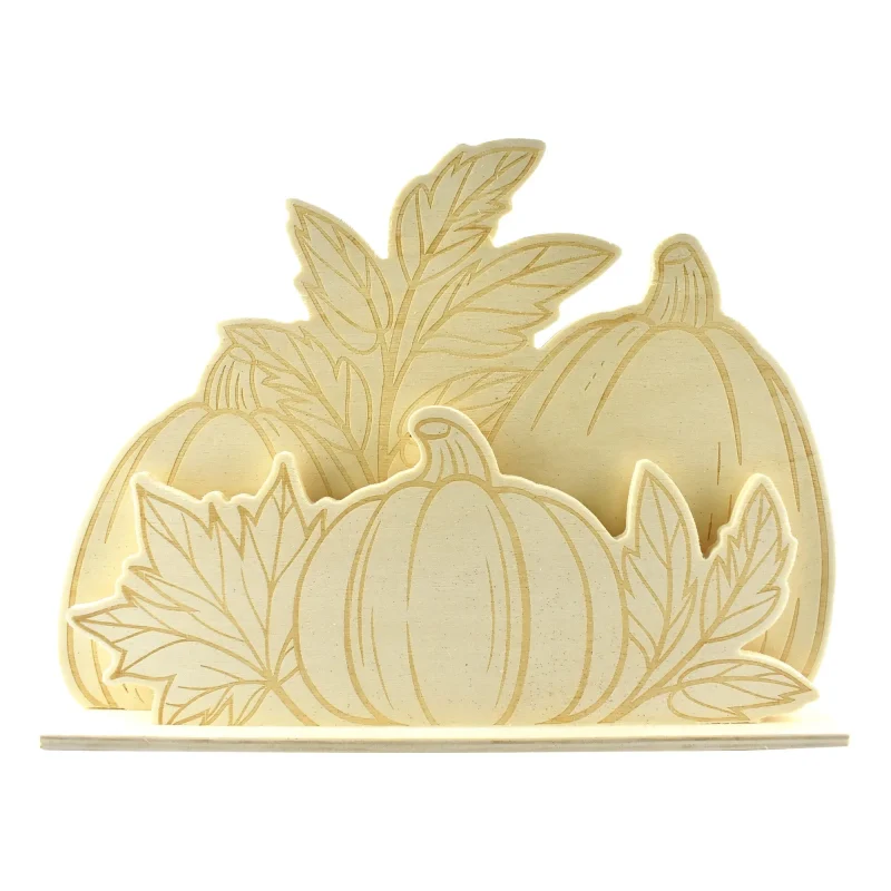 pumpkin leaf wooden table decor 9 375 inch