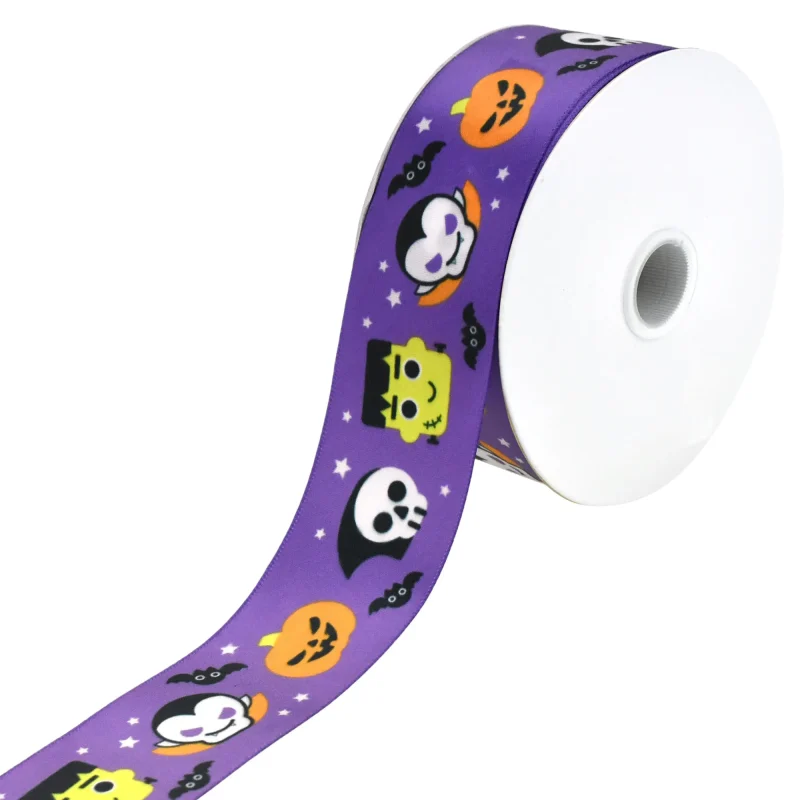 purple halloween satin ribbon 1 5 x 10yd vampires monsters