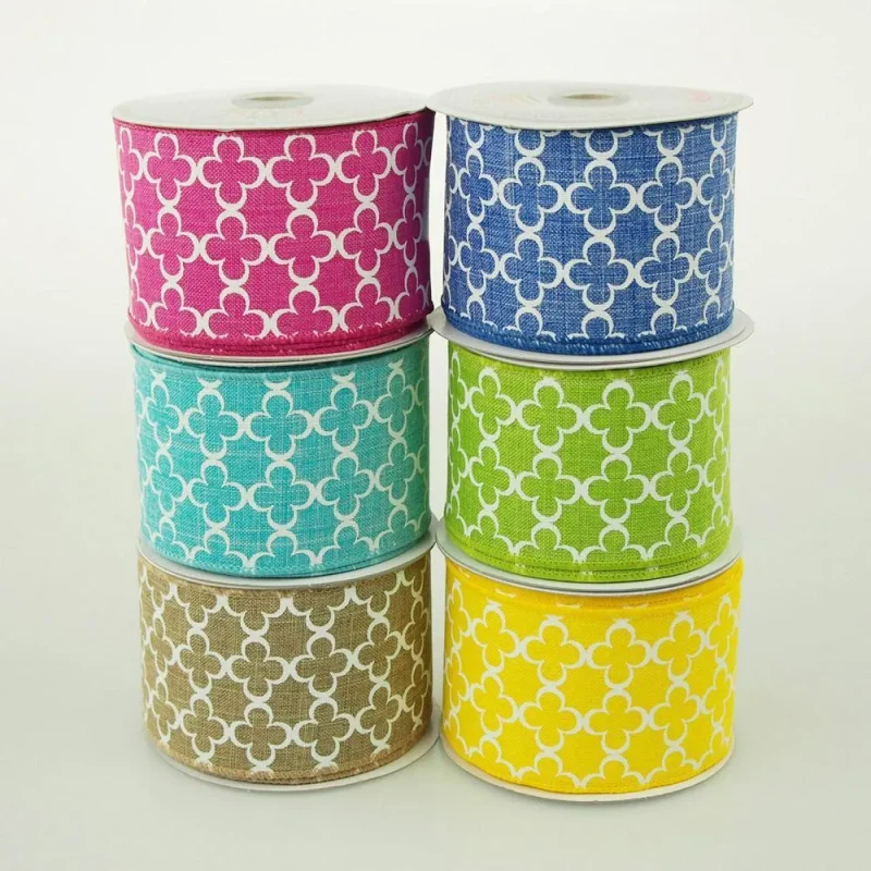 quatrefoil spade canvas ribbon 2 5 inch 10 yards