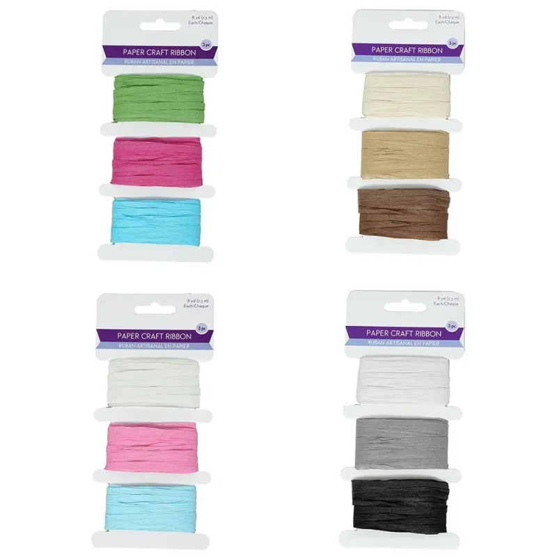 raffia ribbon craft bundle 1 4 inch x 8 yards 3 piece set