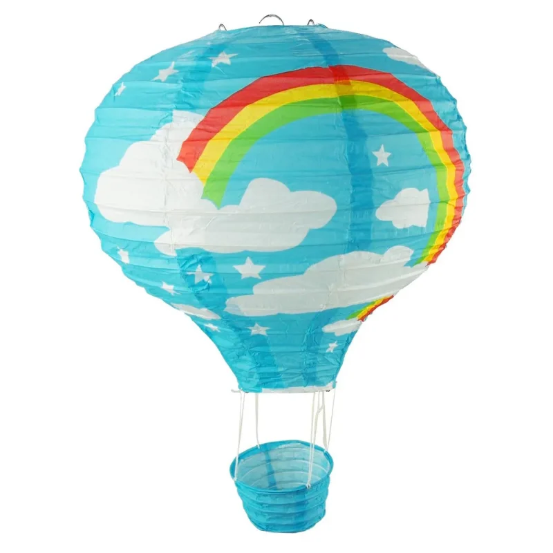 rainbow paper hot air balloon decor 15 inch blue