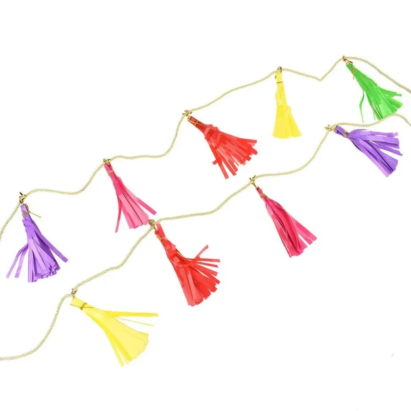 rainbow tinsel tassel banner 6ft