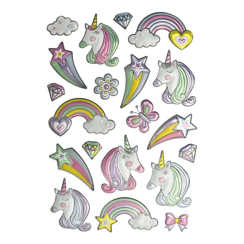 rainbow unicorn foil stickers 20 pack