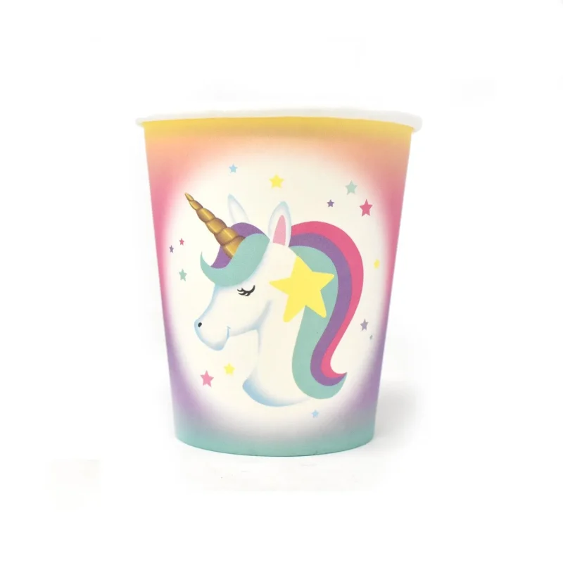 rainbow unicorn paper cups 9oz 8 pack