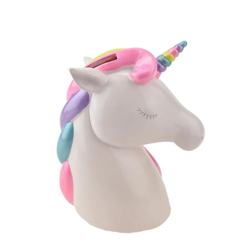 rainbow unicorn resin coin bank 6 1 8 inch