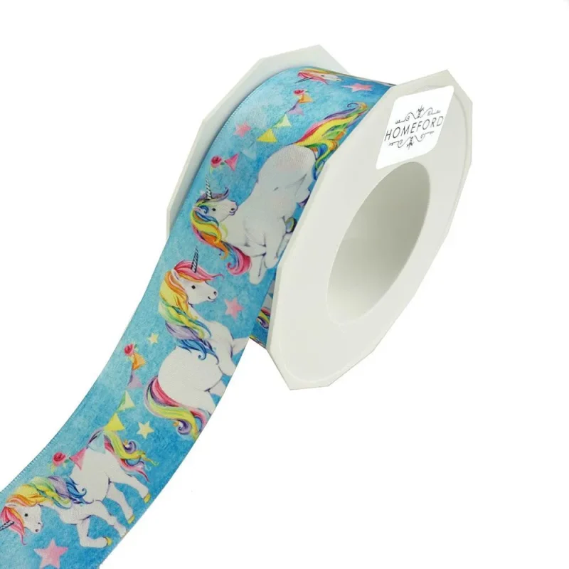 rainbow unicorn satin ribbon blue 1 5 inch x 20 yards