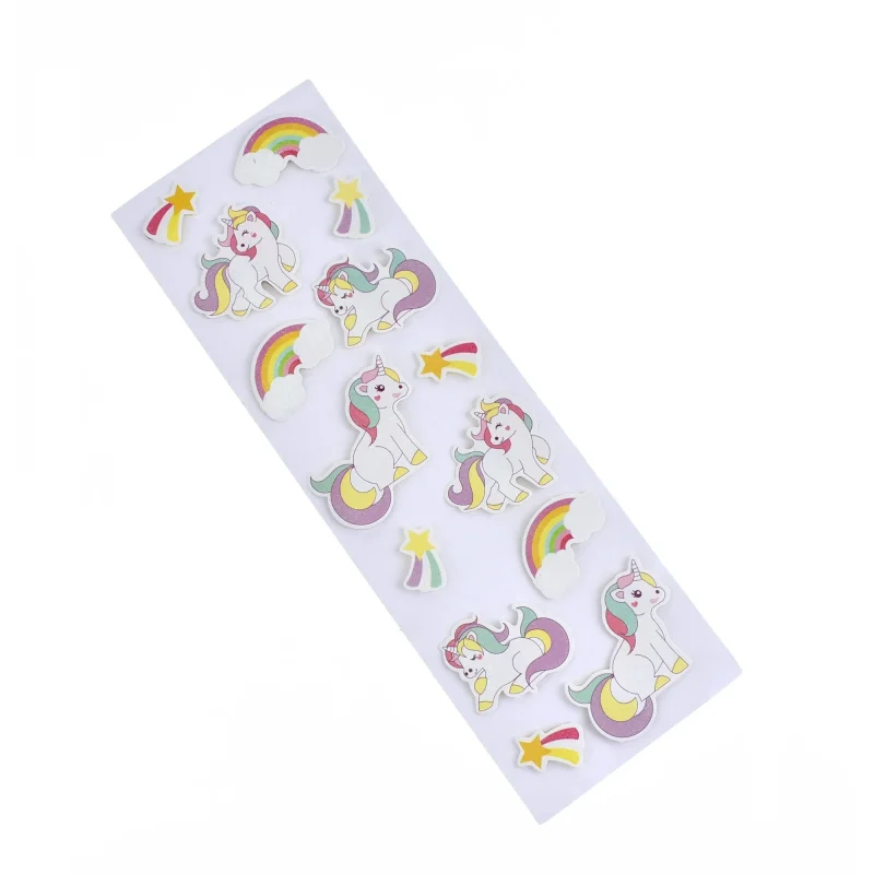 rainbow unicorn shooting star 3d stickers 14 pack