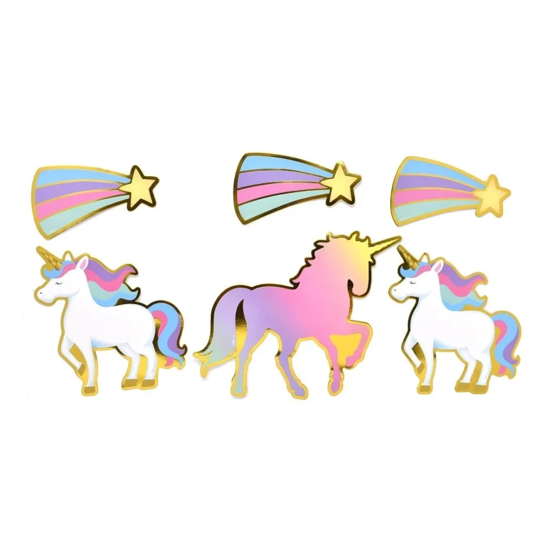 rainbow unicorn star cutouts assorted sizes 6 pack