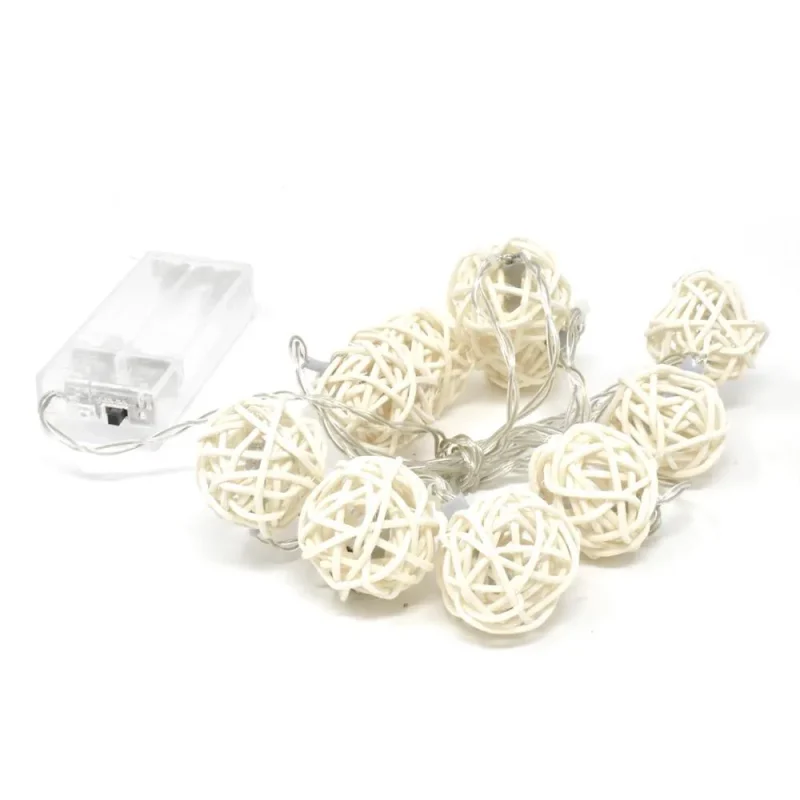 rattan wicker ball string lights 40 battery operated