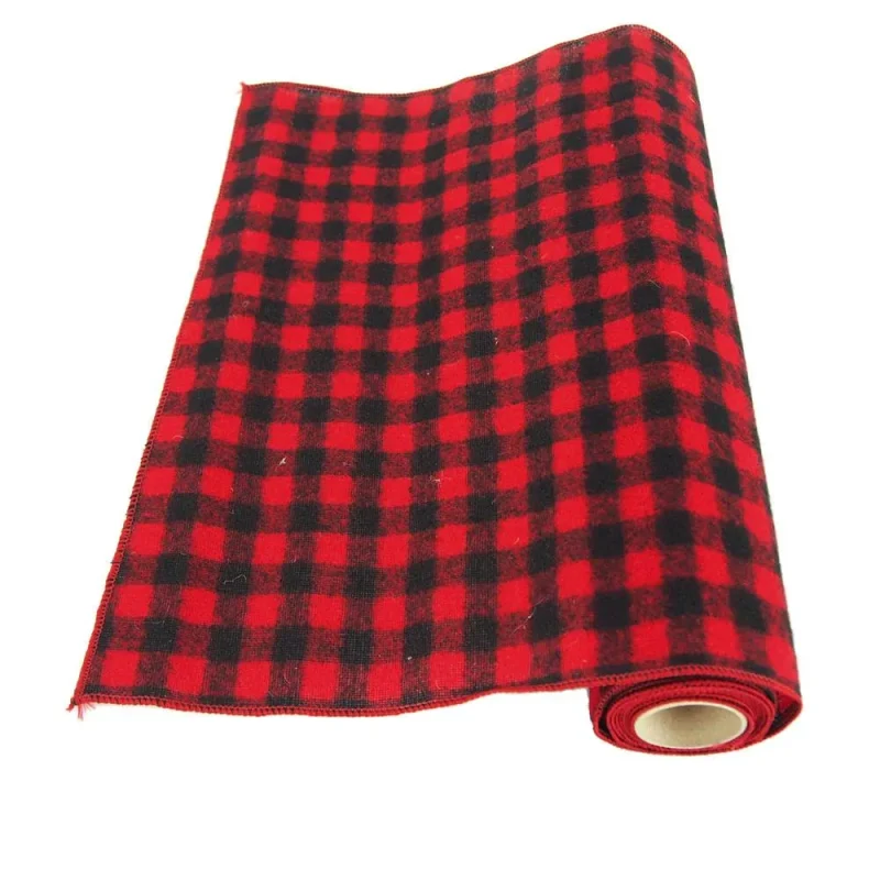 red black plaid christmas felt roll 14 inch