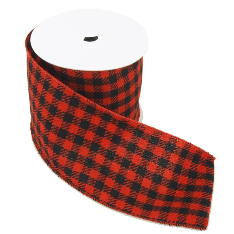 red black velvet plaid christmas ribbon 4 x 10 yards