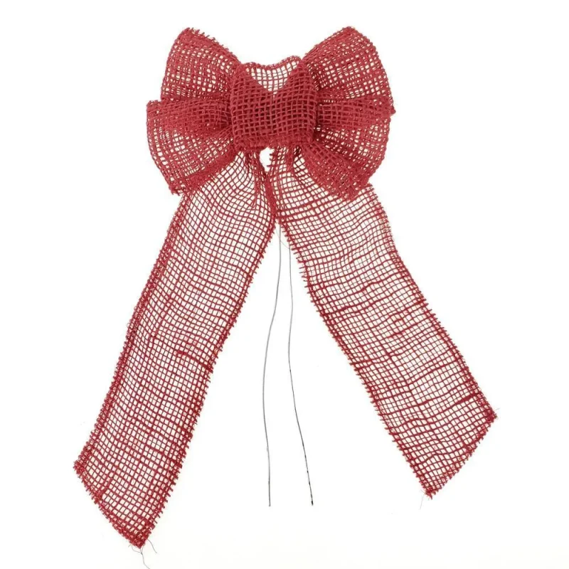 red burlap wire bow 10 inch