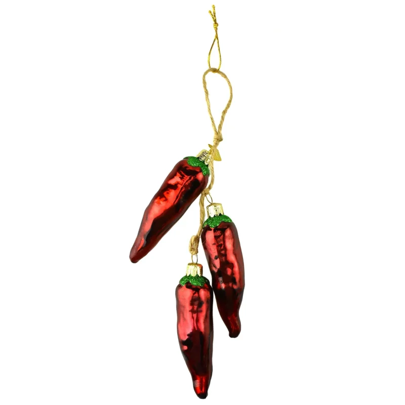 red chili ristra christmas ornament 7 inch glass