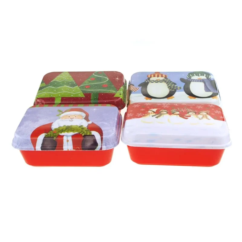 red christmas cookie containers 4 style 8 5 inch reusable rectangle tray set