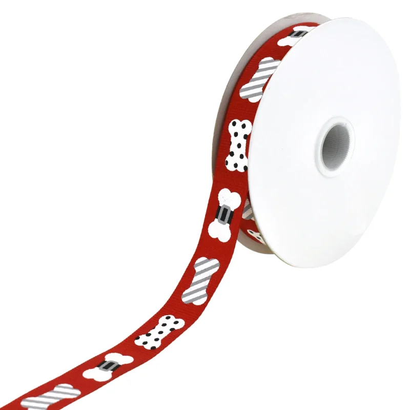 red christmas doggy bones ribbon 5 8 inch 10 yards