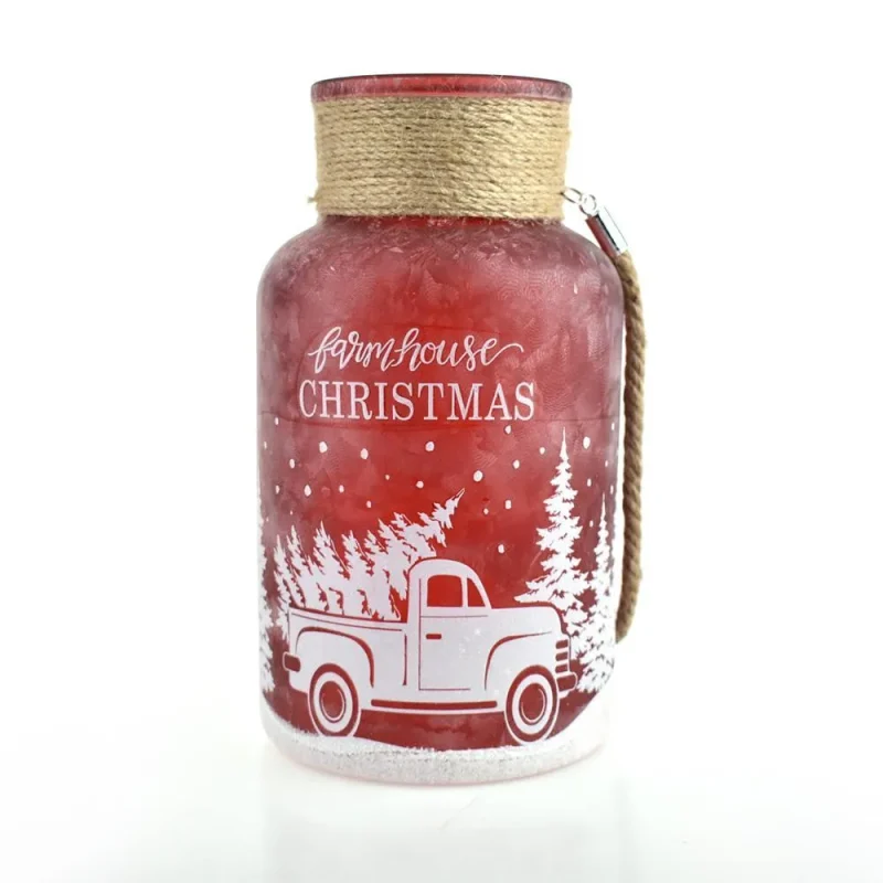 red frosted glass farmhouse christmas jar 10