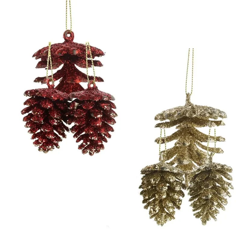 red glitter pinecone ornaments assorted sizes 14 piece set