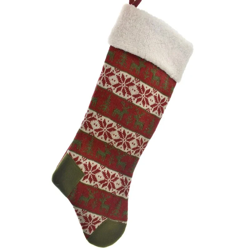 red green 20 inch knit fleece christmas stocking